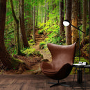 Green Forest Woodland Wall Mural – Nature's Embrace Peel and Stick Wallpaper