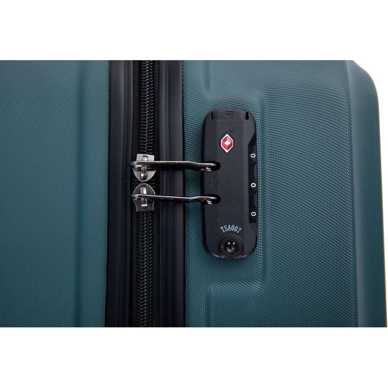 3 Piece Luggage Sets ABS Lightweight Suitcase with Two Hooks, Spinner Wheels, TSA Lock, (20/24/28), DARK GREEN