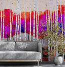 Colorful Vibrant Birch Tree Forest Wallpaper.