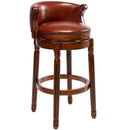 29.5'' Cow Top Wooden Bar Stool, 360 Degree Swivel Bar Height Chair With Backs For Home Kitchen Counter by HouseOfZazla