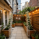 Metal Garden Arch W55'' x H94.5'' - Cream White Outdoor Arbor by HouseOfZazla