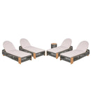 Outdoor Rope Chaise Lounge Set with Teak Look Side Table by HouseOfZazla