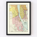 Vintage Map of Chicago Railway Terminals 1897
