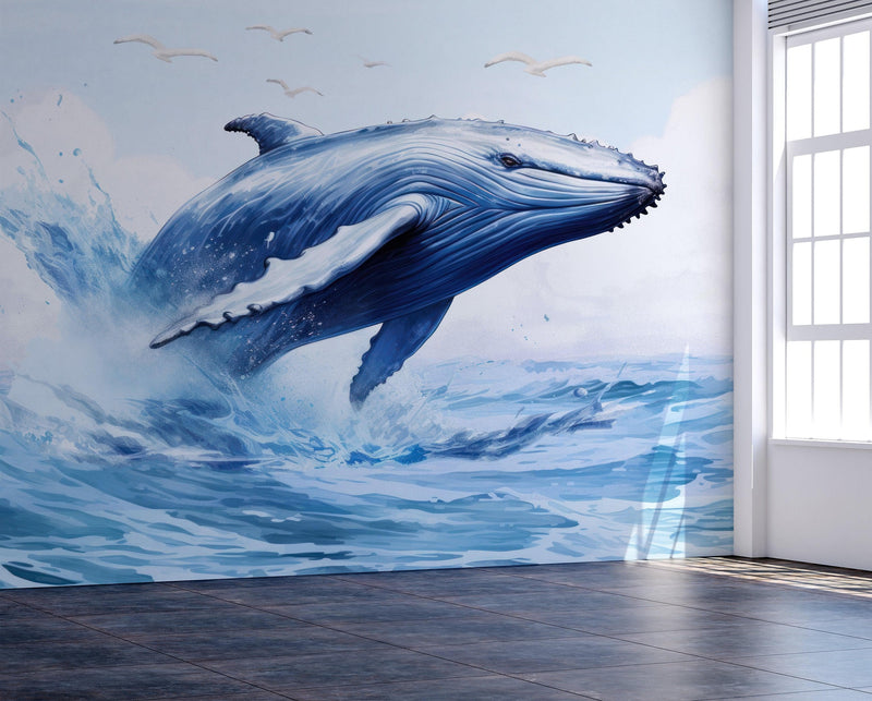 Humpback Whale Wallpaper. Marine Life Wall Art.