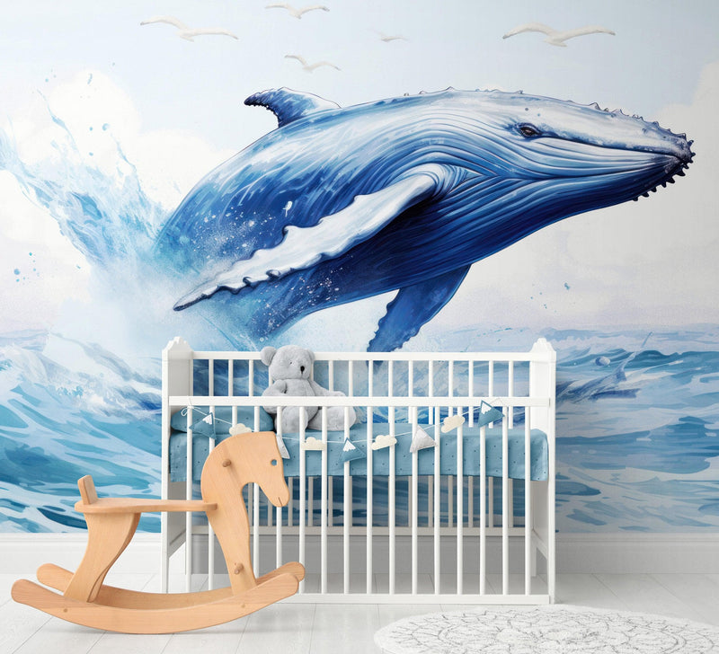 Humpback Whale Wallpaper. Marine Life Wall Art.