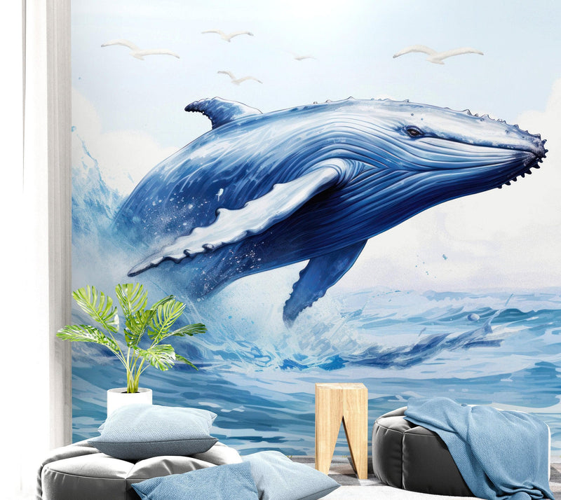 Humpback Whale Wallpaper. Marine Life Wall Art.