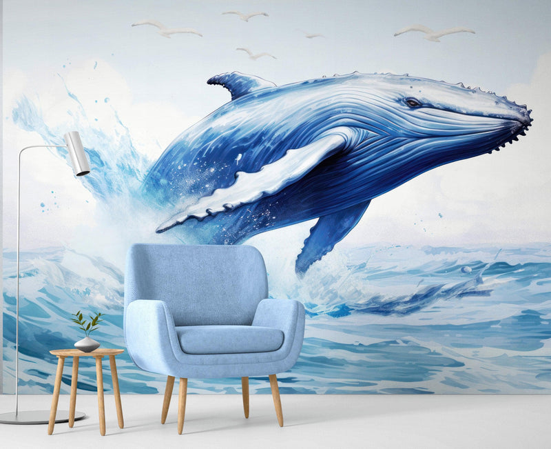 Humpback Whale Wallpaper. Marine Life Wall Art.