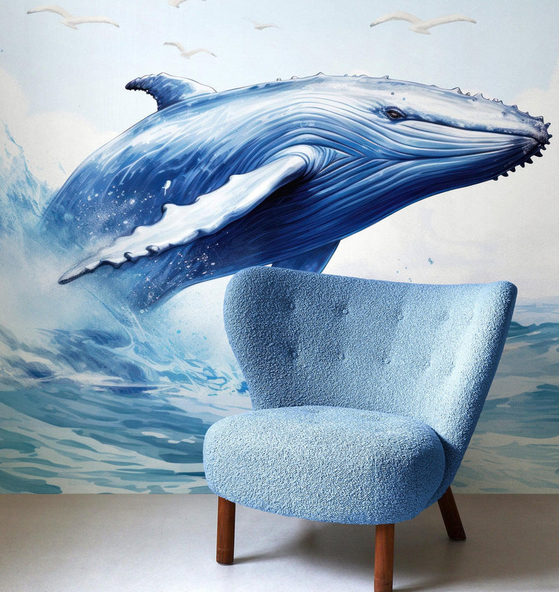 Humpback Whale Wallpaper. Marine Life Wall Art.