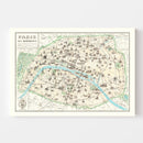 Vintage Map of Paris, France 1905