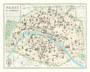 Vintage Map of Paris, France 1905