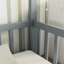 Double Twin House-Style Floor Bed with Fence, Guardrails, without door, Grey(Old Sku:W504P143316)