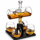 Swordfish & Sailfish Wine & Whiskey Decanter Dispenser and 4 Liquor Glasses by The Wine Savant