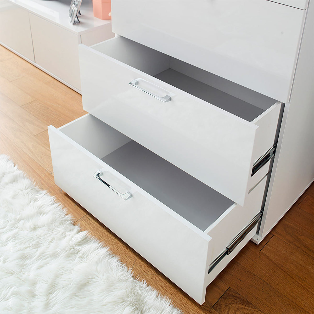 Bliss - Glossy 4 Drawer Jumbo Chest With Extra Deep Storage, photo 10 of 16