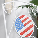 3 Piece Patio Bistro Set, Folding Outdoor Furniture with USA Mosaic Table and Chairs, Portable Metal Frames for 4th of July, Balcony, Backyard, Poolside, Porch, American Flag