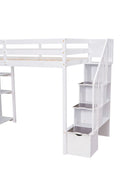 Loft Bed With Storage Drawers And Stairs With Shelves by Unique Piece Furniture