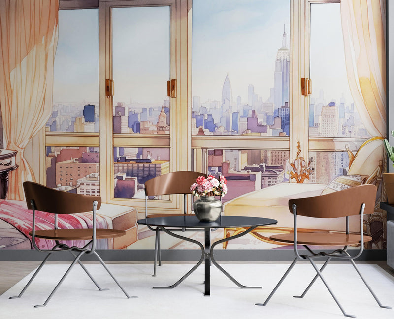 New York City Penthouse View Wallpaper Mural.