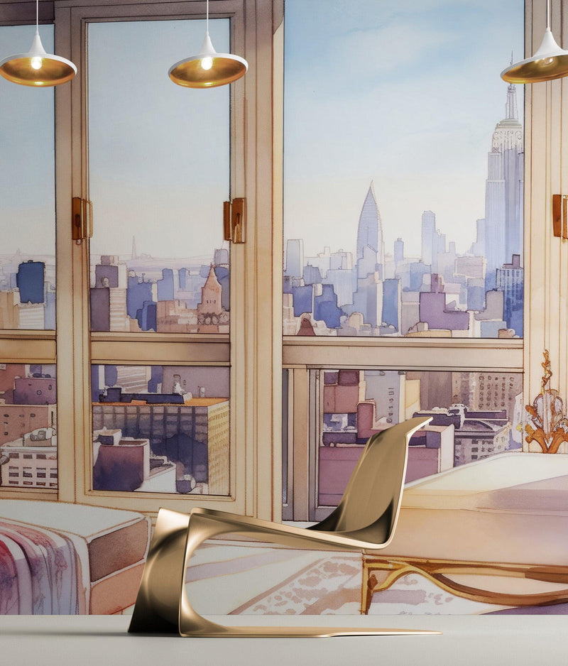 New York City Penthouse View Wallpaper Mural.