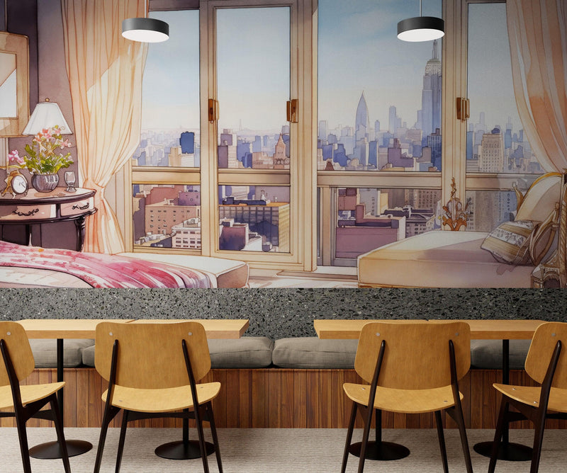 New York City Penthouse View Wallpaper Mural.