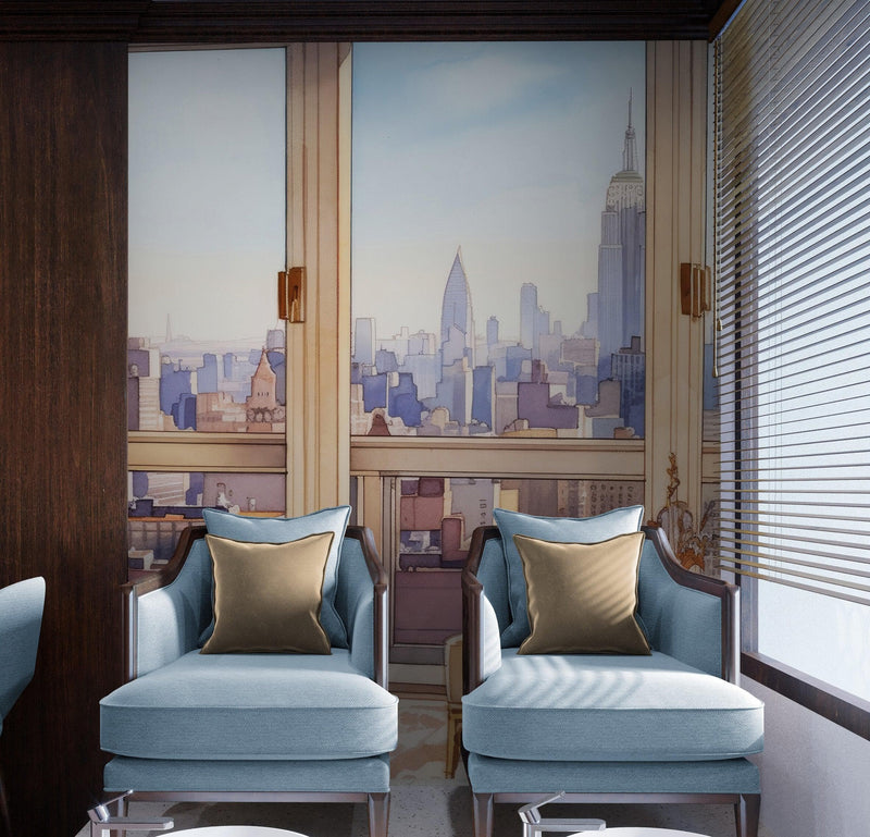 New York City Penthouse View Wallpaper Mural.