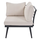 6-Piece Outdoor Sectional Sofa Set with Round Nesting Coffee Tables and Seating Sofa with Cushions for Patio, Porch and Garden (Beige)