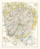 Vintage Map of Moscow, Russia 1923