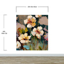 Flower Blossoms Wallpaper. Floral Oil Painting Peel and Stick Wall Mural.