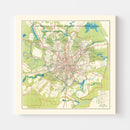 Vintage Map of Moscow, Russia 1935
