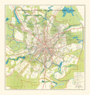 Vintage Map of Moscow, Russia 1935