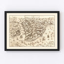 Vintage Map of Constantinople, Turkey 1572