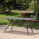 Enchantia Outdoor Rectangular Dining Table with Weave Tabletop and Flared Legs - Copper by HouseOfZazla