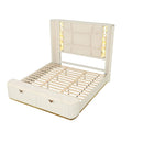 La Pierre - King Bed With Storage Drawers And LED Headboard - Beige by HouseOfZazla