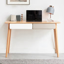 Computer Desk Large Size Office Desk With 2 Drawers, Modern Simple Style PC Table With Gap Design For Home Office - White / Gray by HouseOfZazla