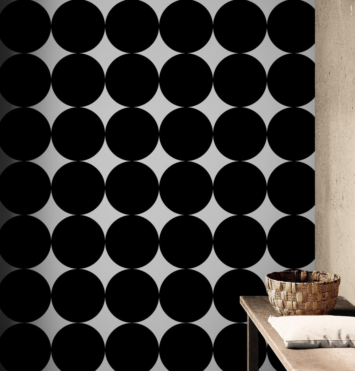 Modern Geometric Black Circle Wallpaper Mural. #6675, photo 2 of 18