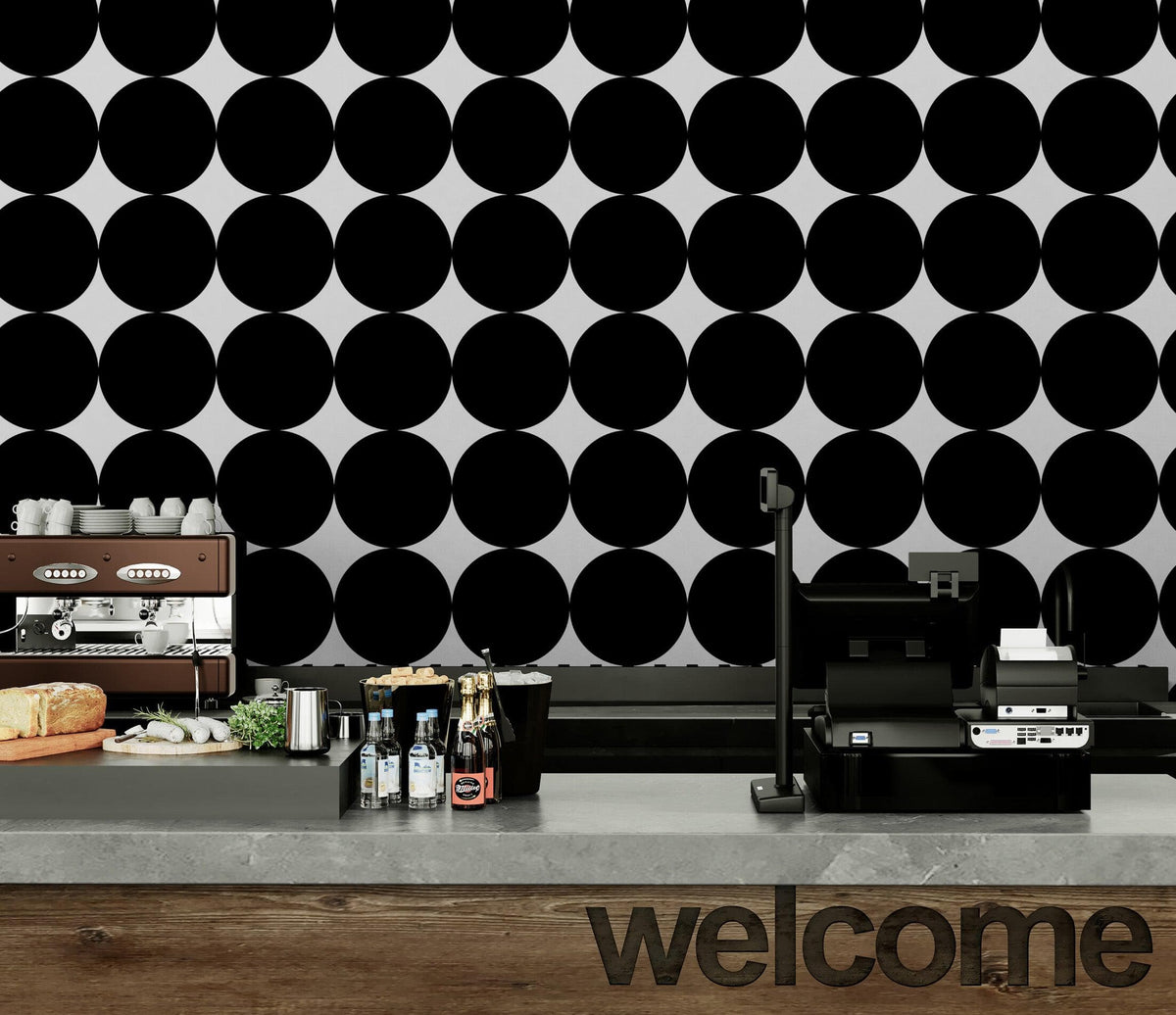 Modern Geometric Black Circle Wallpaper Mural. #6675, photo 3 of 18