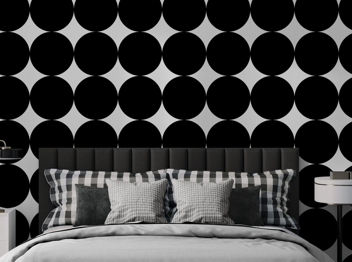 Modern Geometric Black Circle Wallpaper Mural. #6675, photo 5 of 18