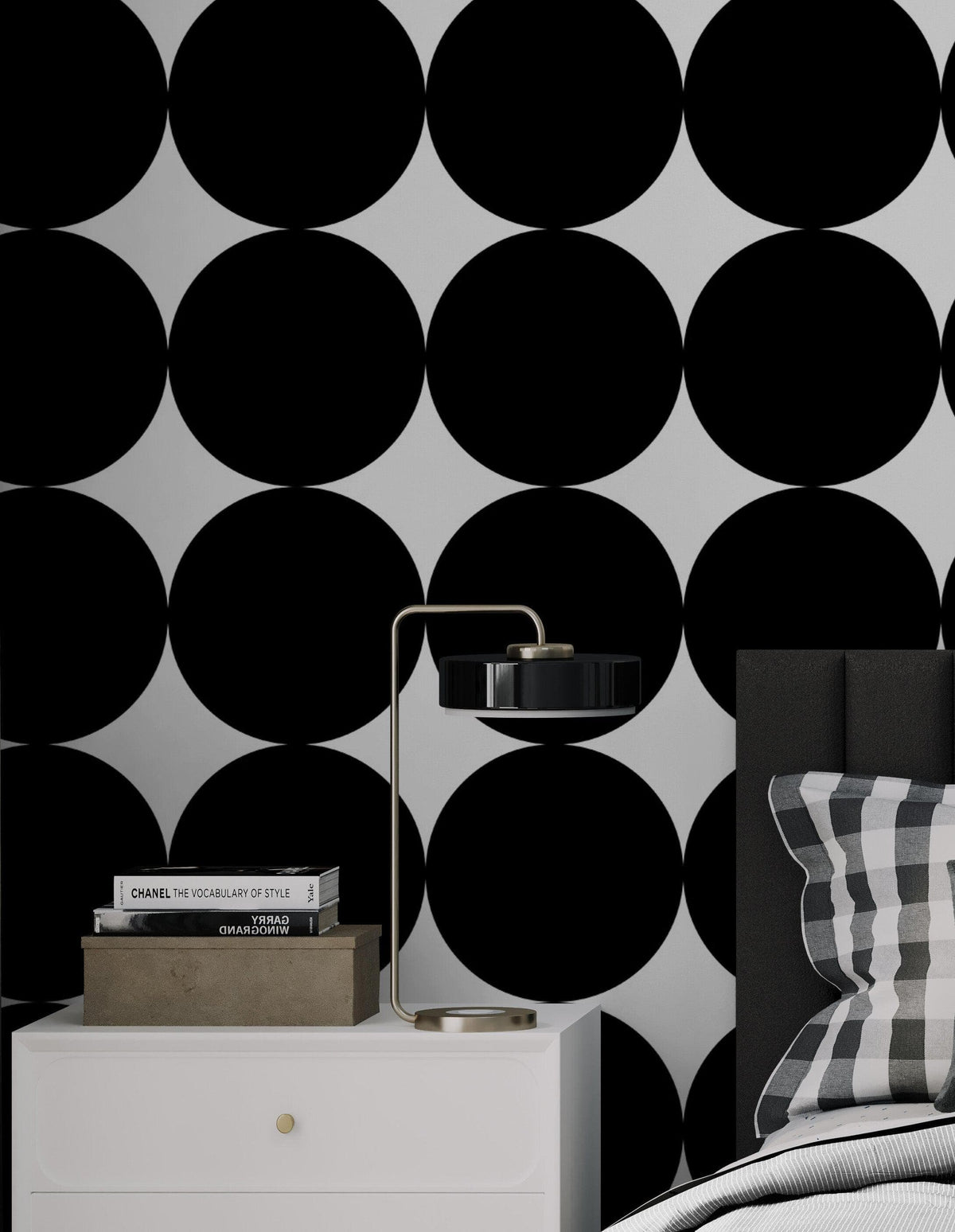Modern Geometric Black Circle Wallpaper Mural. #6675, photo 6 of 18