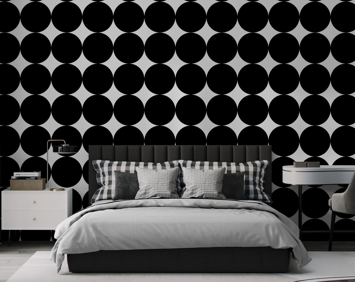 Modern Geometric Black Circle Wallpaper Mural. #6675, photo 7 of 18