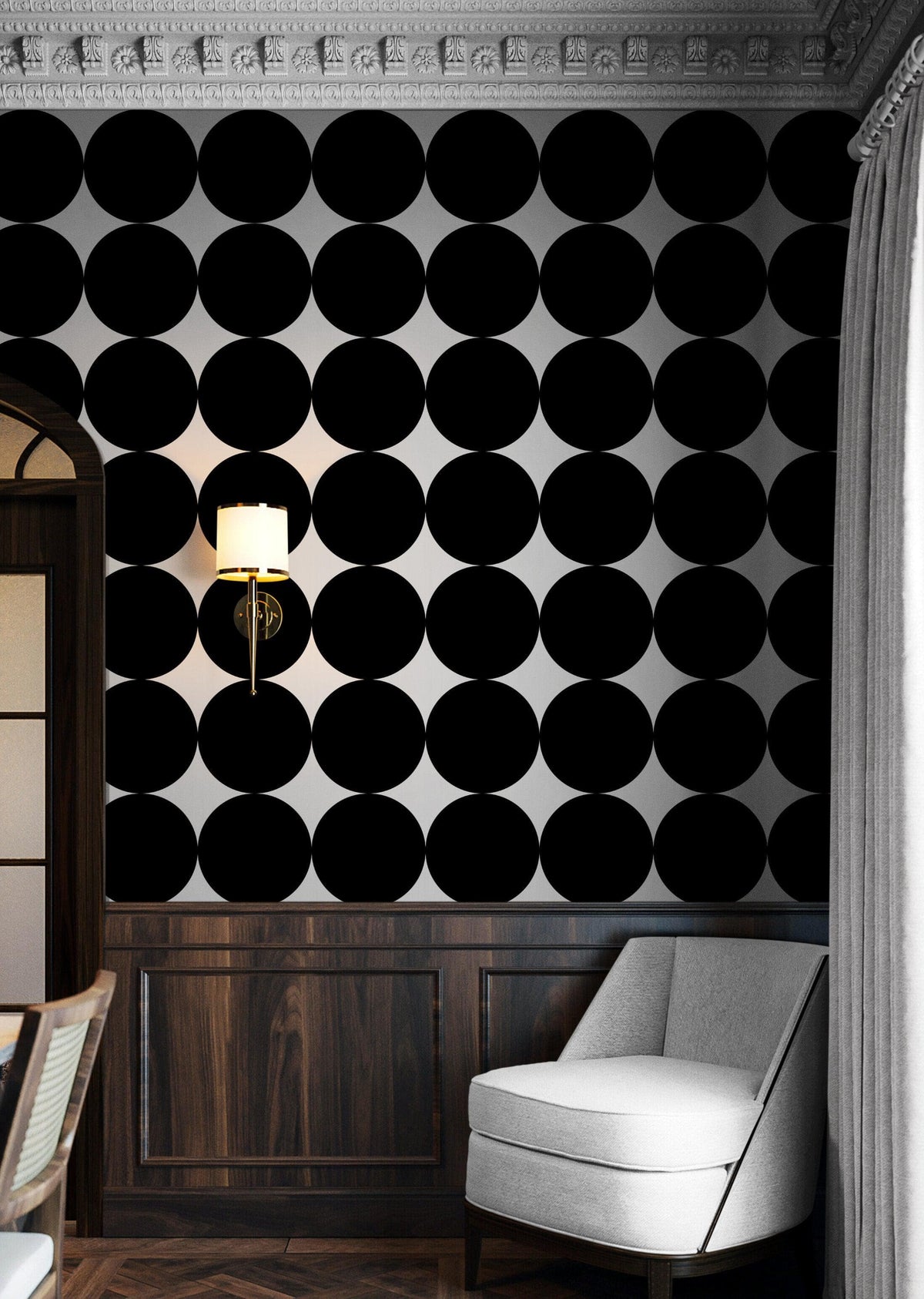 Modern Geometric Black Circle Wallpaper Mural. #6675, photo 8 of 18