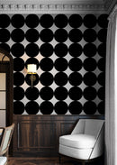 Modern Geometric Black Circle Wallpaper Mural.