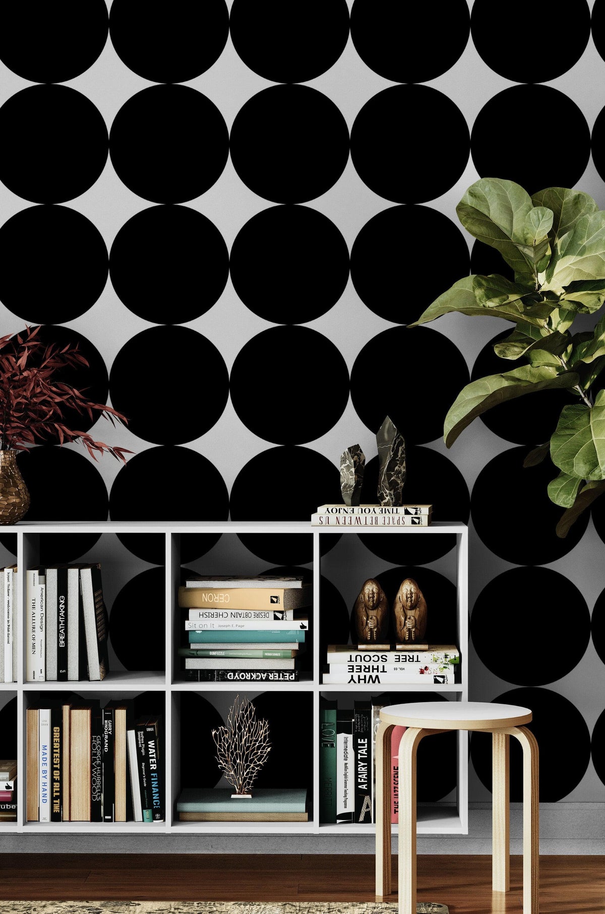 Modern Geometric Black Circle Wallpaper Mural. #6675, photo 10 of 18