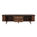 70" TV Stand With Tambour Doors And Fluted Drawers - Dark Brown