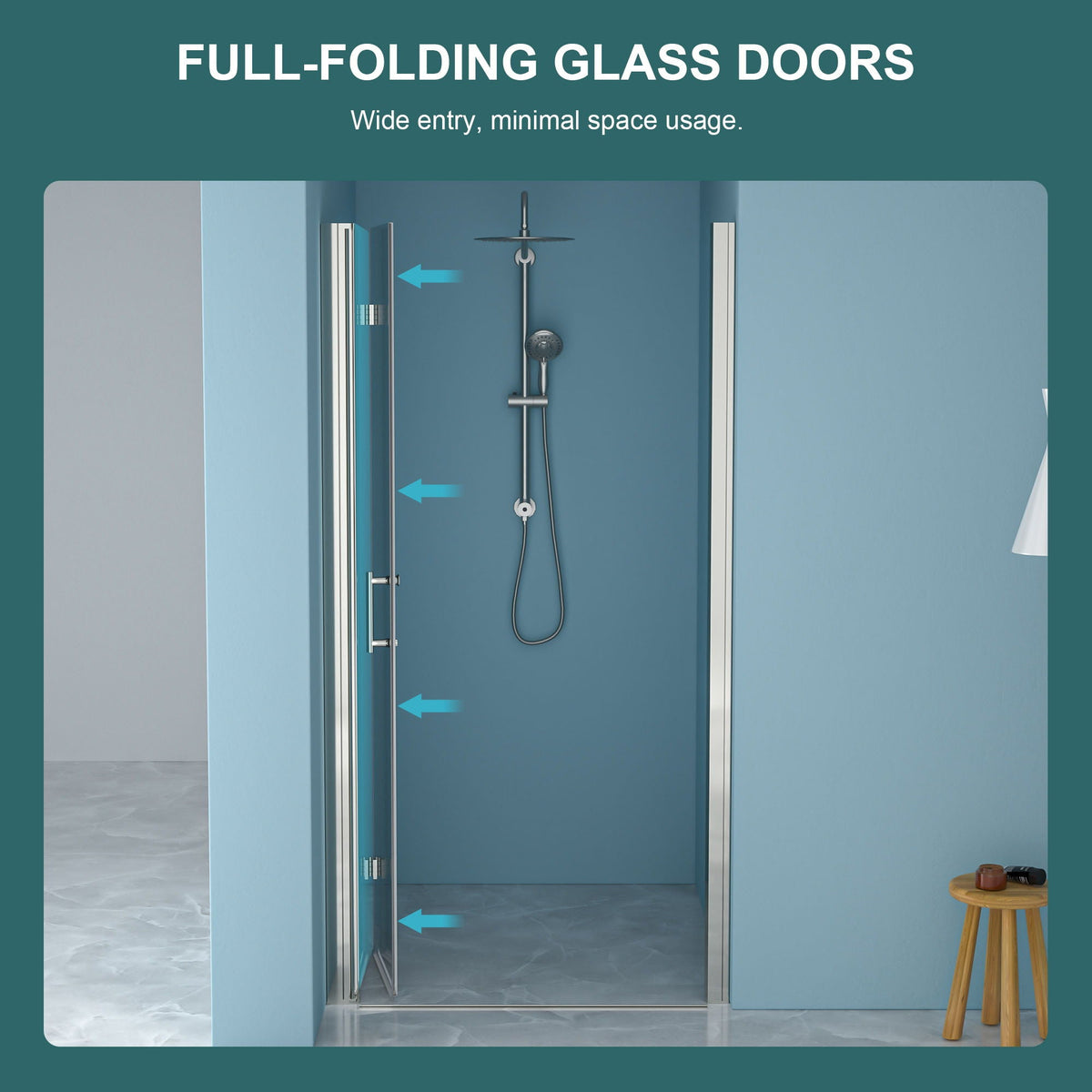 Fold Frameless Shower Door With Tempered Glass, photo 15 of 40