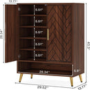 6 Tier Wooden Entryway Shoe Cabinet, Wide Storage Unit For 24 Pairs Of Shoes - Walnut by HouseOfZazla