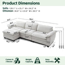 Living Room Sofa Luxury Couch with Ottoman in Soft Chenille Beige