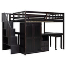 Loft Bed With Stairs, Bookshelf, Drawers, Desk & Wardrobe, Space Saving Multifunctional Furniture by HouseOfZazla
