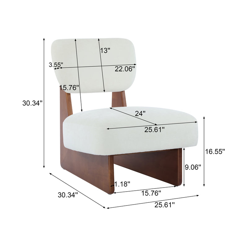 [Set of 2] Modern Beige Lounge Chair with Polyester Upholstery, Sturdy Wood Base With Walnut Finish, Minimalist and Stylish Accent Seating for Living Room, Bedroom, or Office