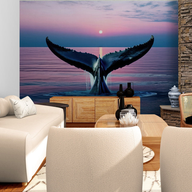 Whale Tail Wall Mural. Ocean Wallpaper.