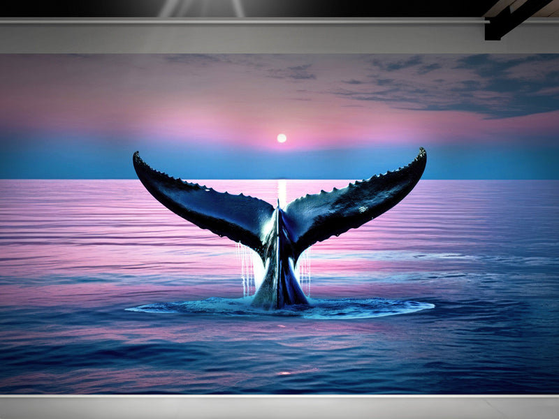 Whale Tail Wall Mural. Ocean Wallpaper.