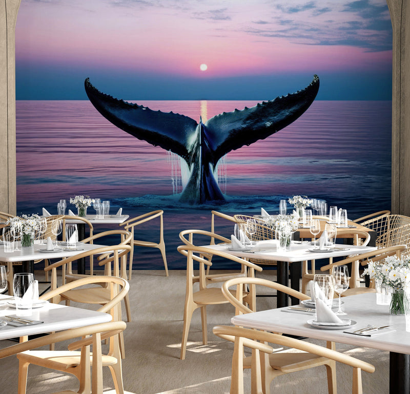 Whale Tail Wall Mural. Ocean Wallpaper.