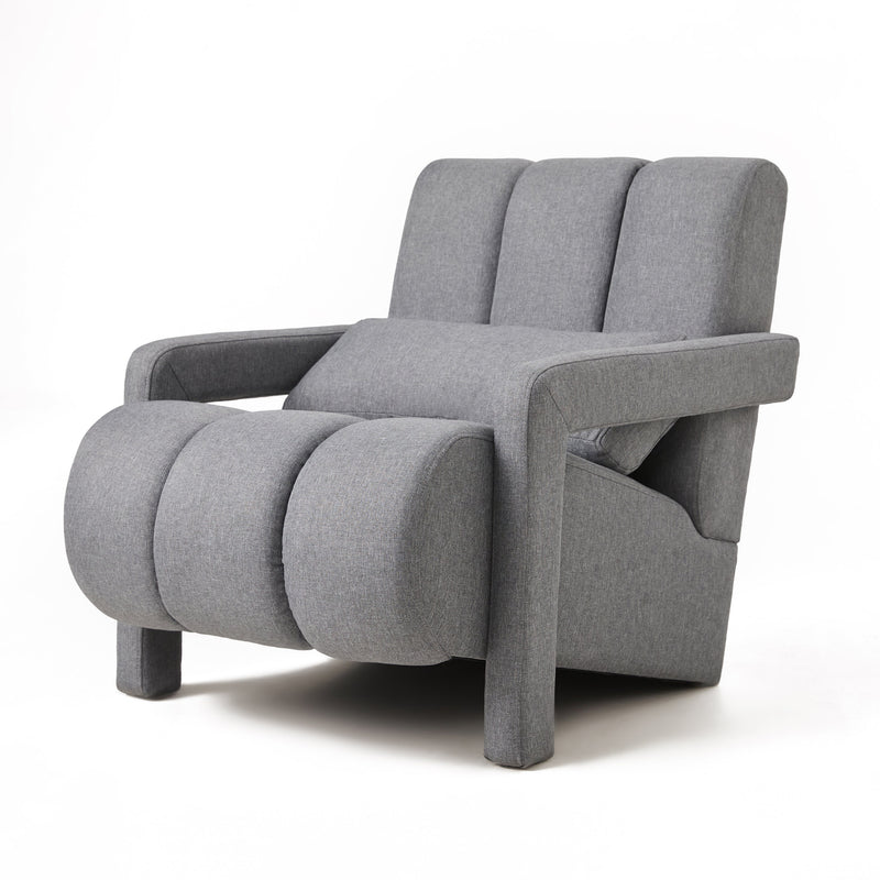 Walker Edison | Contemporary Modern Linen Upholstered Accent Chair with Pillow